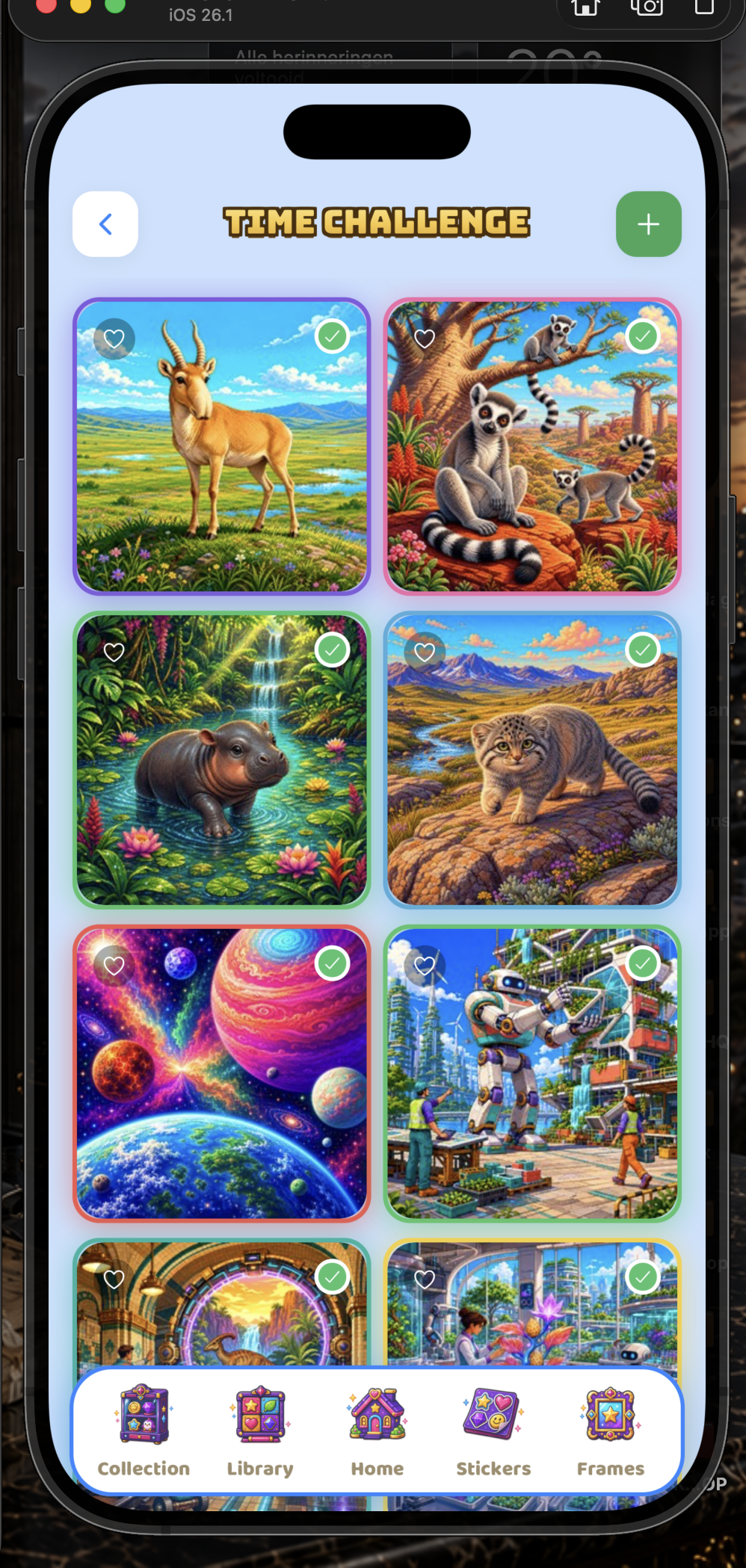 Picture World Time Challenge library on iPhone